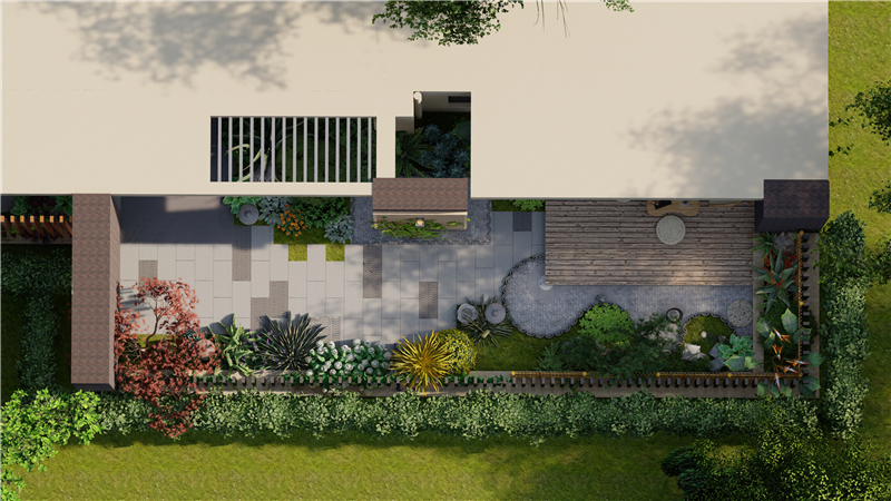 绿之艺园林景观：绿之艺设计某别墅庭院花园案例效果图