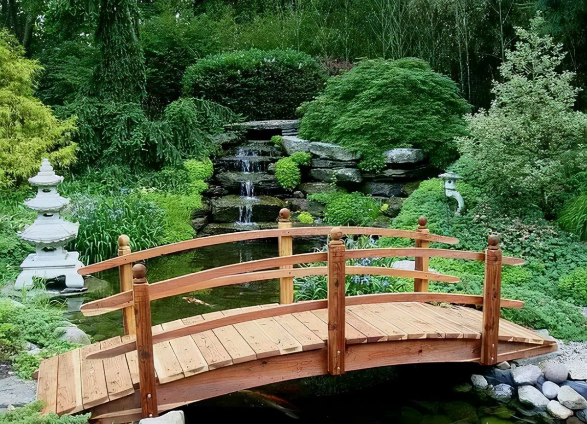 中式小桥流水简约别墅花园效果图-房天下装修效果图